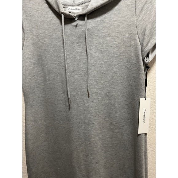Calvin‎ Klein Women Gray Hooded Short Sleeve Tunic Dress Size L G - Picture 3 of 4